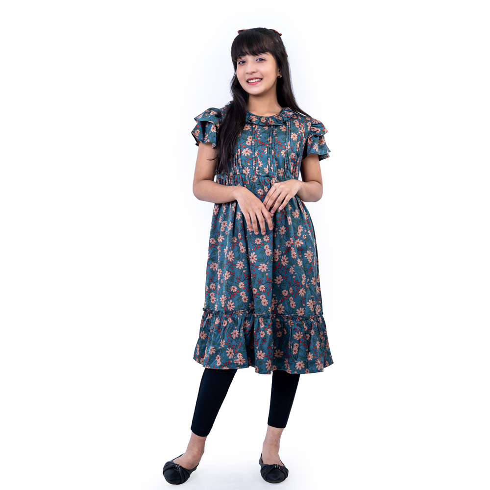 Girls Blue Color Stylish Frock